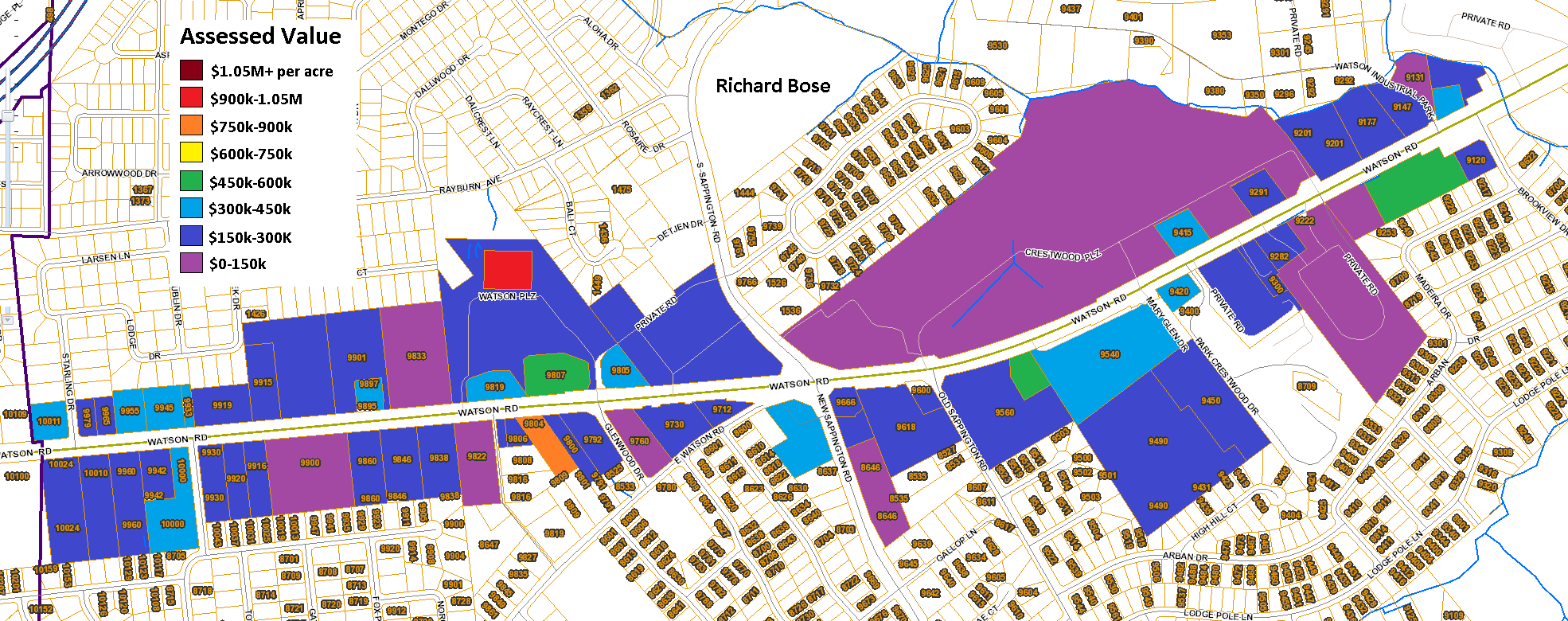 Crestwood Parcels with Colors and Scale