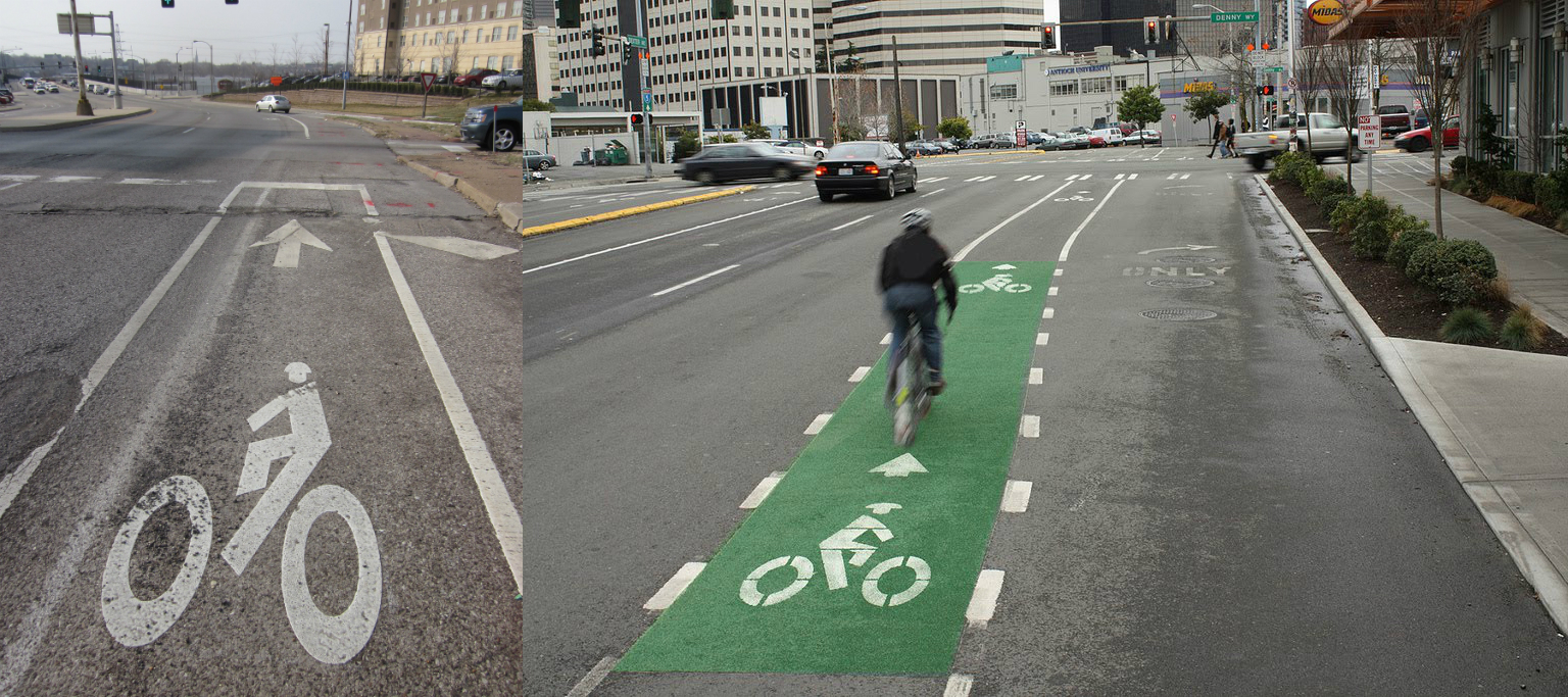 Jefferson bike lane - green bike lane