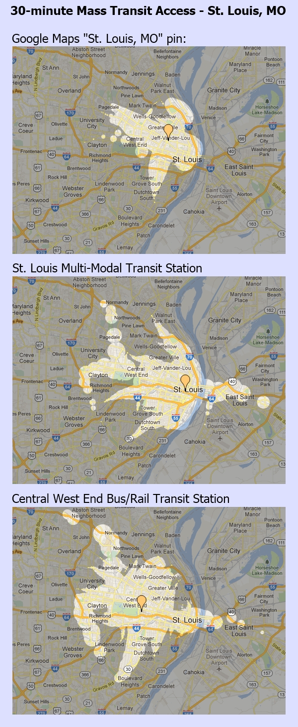 30 Minute Transit Access - St. Louis, MO